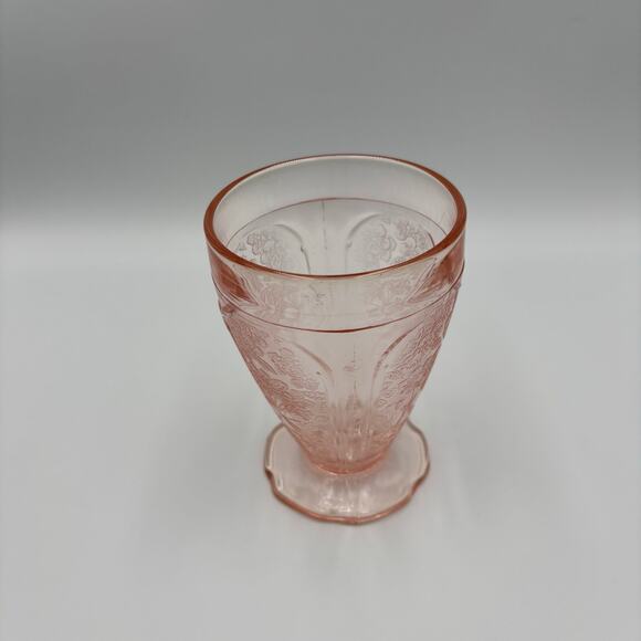 Jeannette Glass Cherry Blossom Pink Depression Footed Glass - Picture 1 of 6